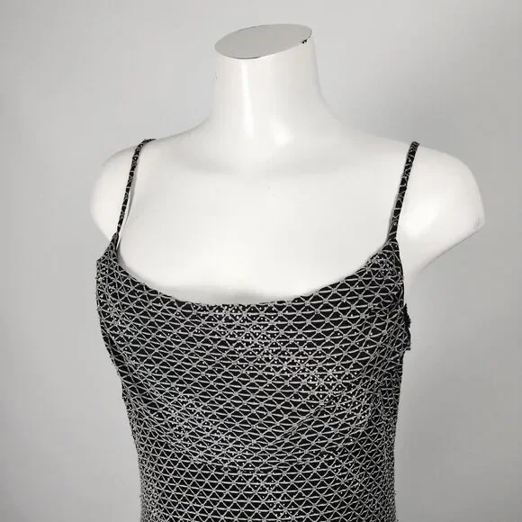 Black & Silver Long Gown Dress Size M - Picture 2 of 11